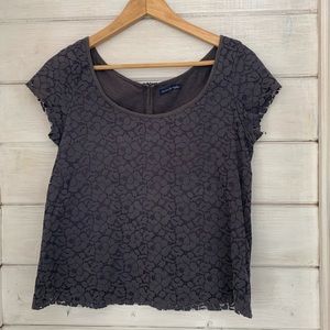 Blue lace top with zipper
